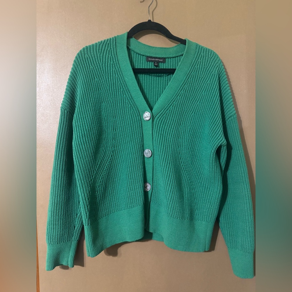 Banana Republic Chunky Knit Cardigan Button Front Green Size S